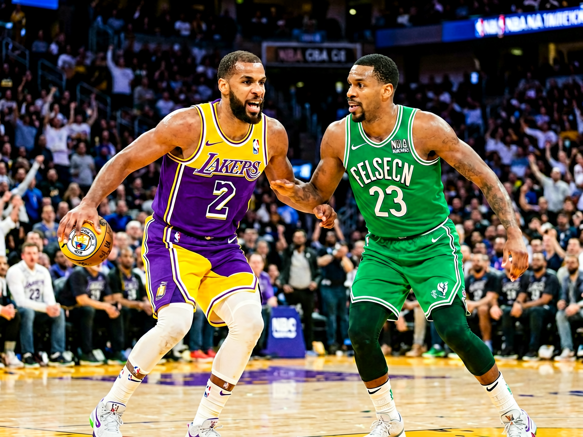NBA季后赛湖人对阵凯尔特人的激烈比赛